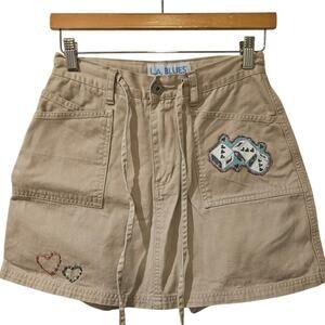 Y2K Womens Skort Khaki L.A. Blues Embroidered Drawstring Vintage Womens size 6
